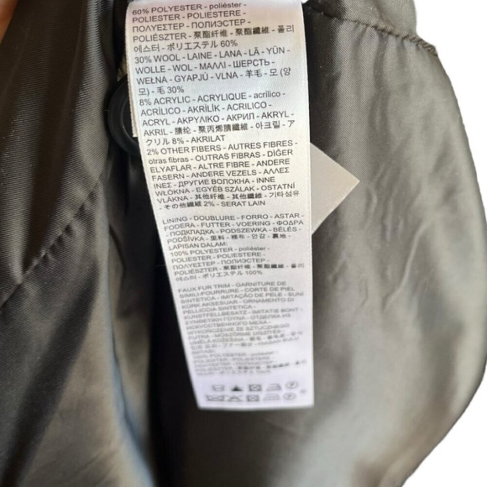 NWT Levi’s Mari Coat XL Chunky Twill Salt And Pepper Black Faux Fur - Picture 12 of 15